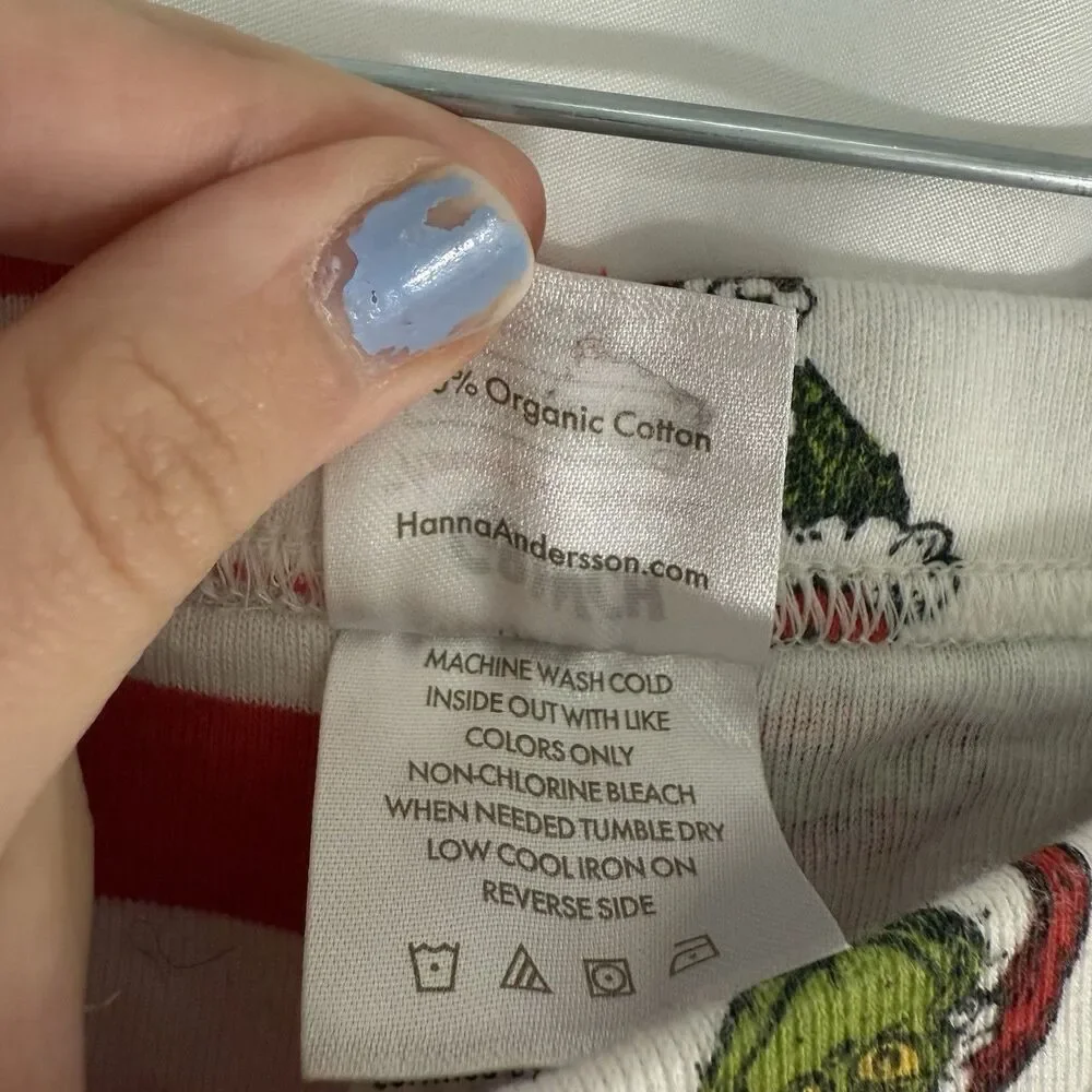 Hanna Anderson The Grinch Pajama Pants Girls 14 Red White Striped Organic Cotton